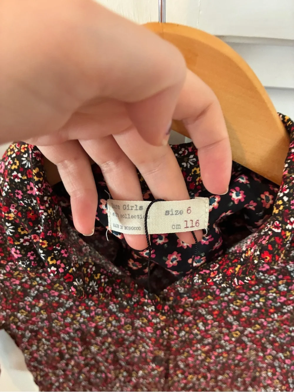 Zara Kids Pink & Red Floral Patchwork Button-Down Collared Summer Dress Size 6